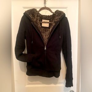 TNA zippered hoodie with faux fur lining